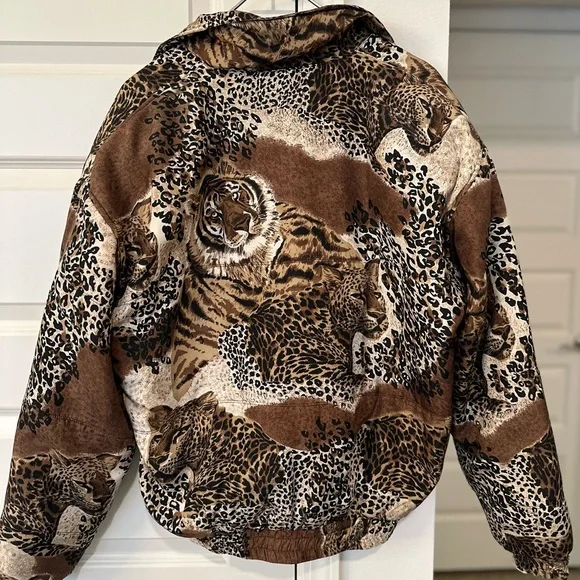 Leopard and Tiger Print Puff Bomber Jacket - Picture 3 of 3